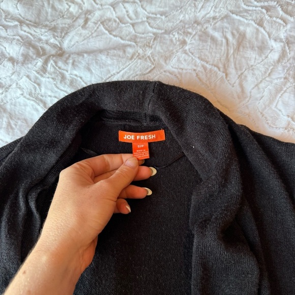 Joe Fresh Black Women's Cardigan Fold Over Detail Casual - Picture 3 of 8